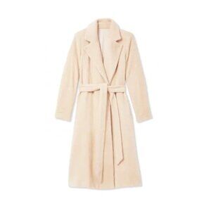 Ramy Brook Fuzzy Waist Tie Coat in Ivory